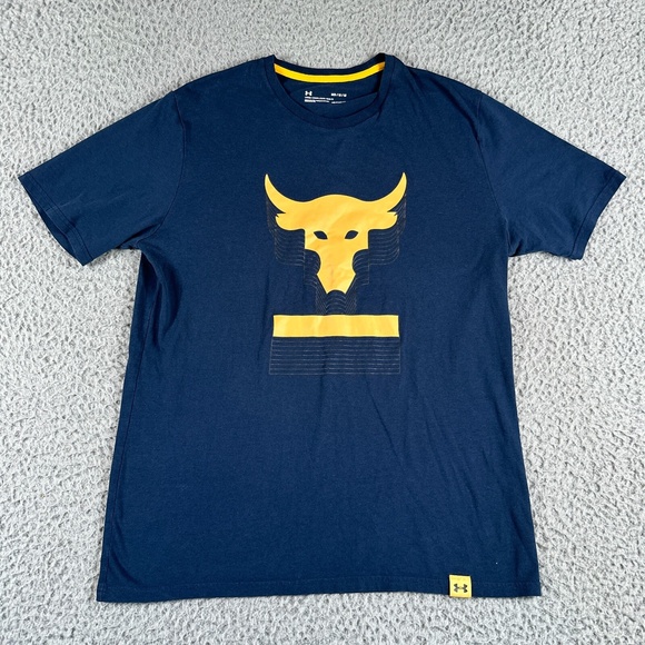 Under Armour The Rock T Shirt Mens Medium Blue Logo Tee‎ Short Sleeve - Picture 1 of 7